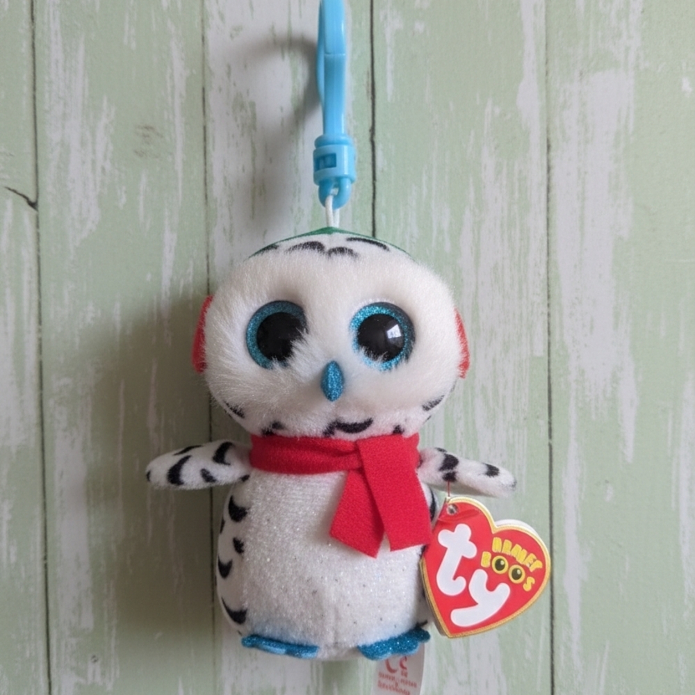 🛍️ Bundle🦉​NWT Ty Beanie Boos Nester Owl Clip Blue Glitter Eyes NWT🦉